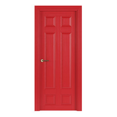 Red interior door isolated on white background. 3D rendering.