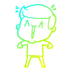 cold gradient line drawing cartoon excited man