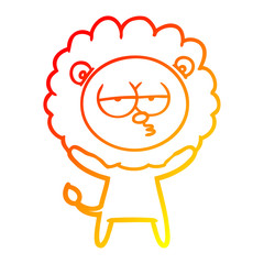 Fototapeta premium warm gradient line drawing cartoon bored lion