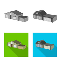 Isolated object of facade and housing icon. Set of facade and infrastructure stock symbol for web.