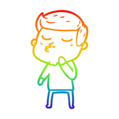rainbow gradient line drawing cartoon model guy pouting