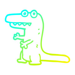 cold gradient line drawing cartoon crazy alligator
