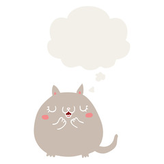 cartoon cute cat and thought bubble in retro style