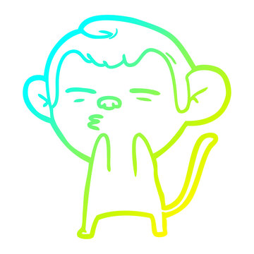 recommend clip art: cold gradient line drawing cartoon suspicious monkey