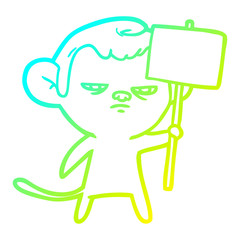 cold gradient line drawing cartoon monkey