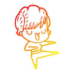warm gradient line drawing cartoon woman talking