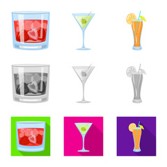 Vector design of liquor and restaurant icon. Collection of liquor and ingredient vector icon for stock.