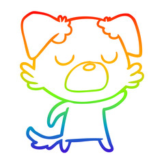 rainbow gradient line drawing cartoon dog