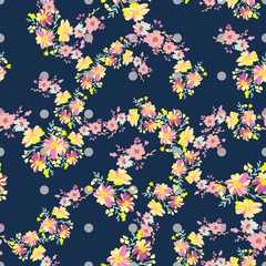 Minimalist flowers design. Seamless leaf pattern. Vector ditsy print illustration.
