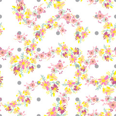 Minimalist flowers design. Seamless leaf pattern. Vector ditsy print illustration.