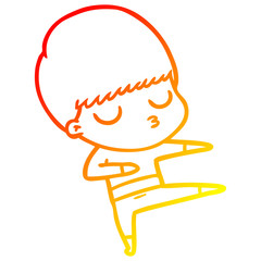 warm gradient line drawing cartoon calm boy