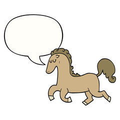 cartoon horse running and speech bubble