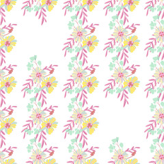 Minimalist flowers design. Seamless leaf pattern. Vector ditsy print illustration.