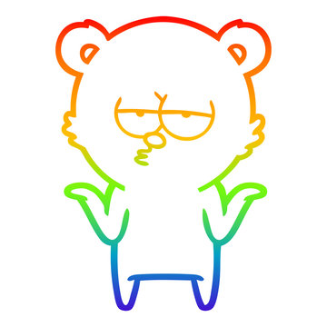 recommend clip art: rainbow gradient line drawing bored bear cartoon shrugging