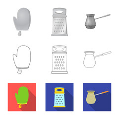 Vector design of kitchen and cook logo. Set of kitchen and appliance stock symbol for web.