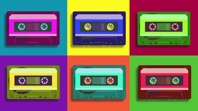 Audio cassette tape playing animation