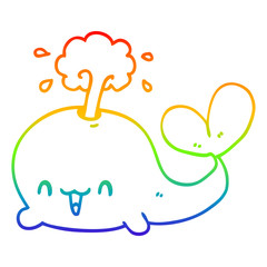 rainbow gradient line drawing cartoon whale