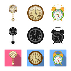 Fototapeta na wymiar Vector illustration of clock and time sign. Collection of clock and circle vector icon for stock.