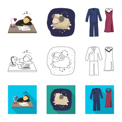 Isolated object of dreams and night symbol. Set of dreams and bedroom vector icon for stock.