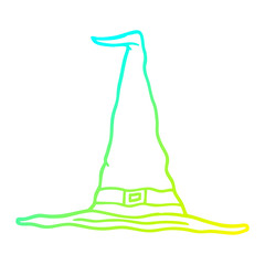 cold gradient line drawing cartoon witch hat