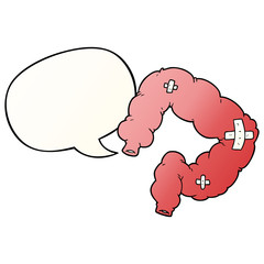 cartoon colon and speech bubble in smooth gradient style