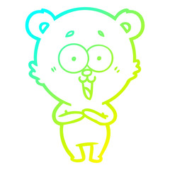 cold gradient line drawing laughing teddy  bear cartoon