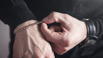 Man with a expensive bracelet. Fashion accessories and jewelry