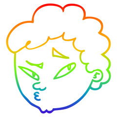 rainbow gradient line drawing cartoon suspicious man