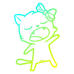 cold gradient line drawing cartoon singing cat