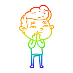 Fototapeta na wymiar rainbow gradient line drawing happy cartoon man