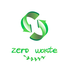 thematic vector illustration with two green gradient arrows that symbolize recycling or zero waste.