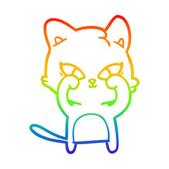 rainbow gradient line drawing cute cartoon cat