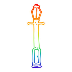 rainbow gradient line drawing cartoon lamp post