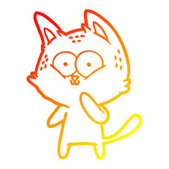 warm gradient line drawing cartoon cat considering