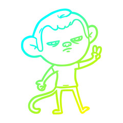 cold gradient line drawing cartoon annoyed monkey