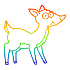 rainbow gradient line drawing cartoon deer