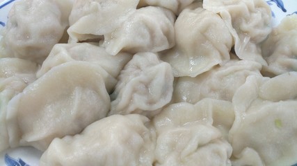 Fototapeta na wymiar boiled jiaozi, Taiwan famous snack of Chinese dumpling
