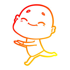 warm gradient line drawing happy cartoon bald man