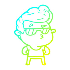 cold gradient line drawing cartoon cool guy