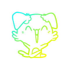 cold gradient line drawing happy little dog cartoon