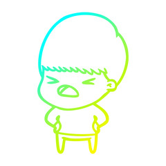 cold gradient line drawing cartoon stressed man