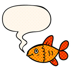cartoon fish and speech bubble in comic book style
