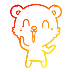 warm gradient line drawing happy cartoon bear