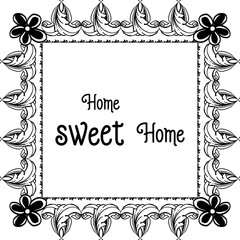 Vector illustration beautiful wreath frame for decoration home sweet home