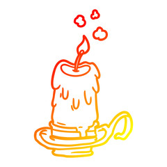 warm gradient line drawing old spooky candle in candleholder
