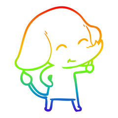 rainbow gradient line drawing cute cartoon elephant