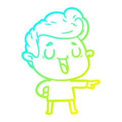 cold gradient line drawing happy cartoon man