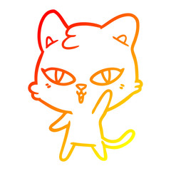 warm gradient line drawing cartoon cat