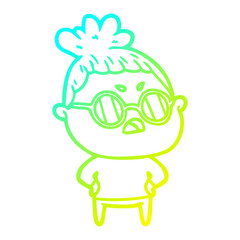 cold gradient line drawing cartoon annoyed woman
