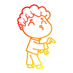 warm gradient line drawing cartoon man pouting